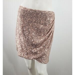 GIANNI BINI Sequin Skirts Size L Junior's Gold Rose Gold Zipper Lined New